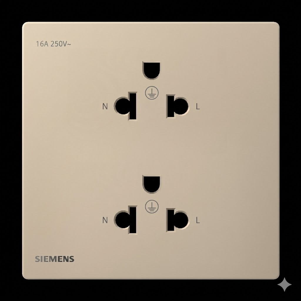 Ổ cắm đôi 3 chấu Siemens Peleus Gold